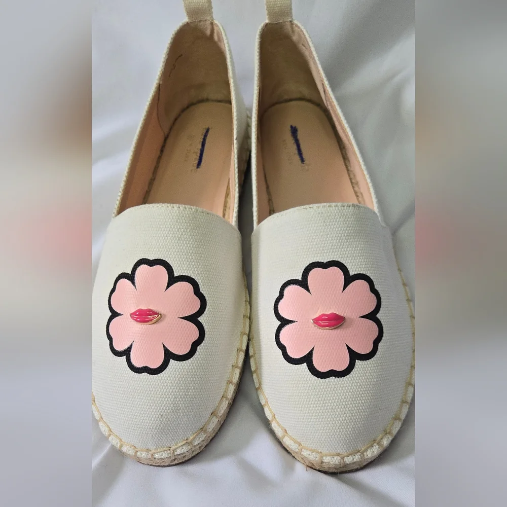NWOT Kate Spade Gavyn Slip On Floral Espadrille Flat White/Pink Size 9